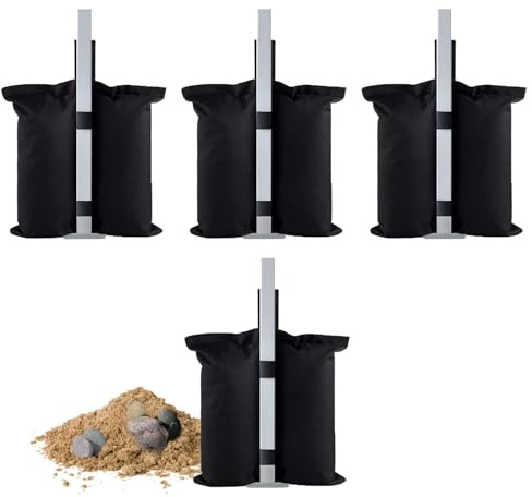 Robuste Sandgewichtssäcke mit PVC-Beschichtung, für Pop-Up-Zelte und Pavillons, Schwarz, 4 Stück