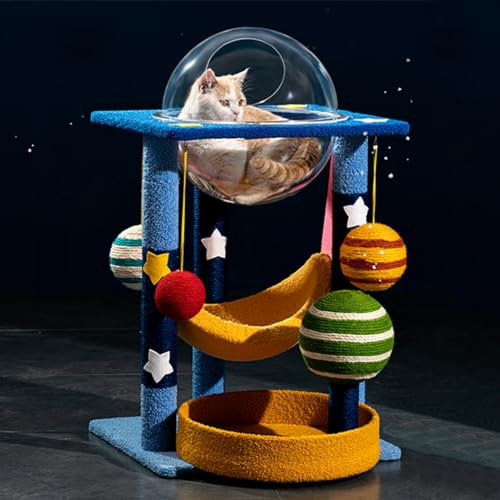 Cat House 66cm Tall Planet-themed Cat Tree, Multi-Level Cat Tower w/Space Capsule-shaped Condo, Moon-shaped Platform, Scratching Posts, Cat Scratching Tree Play Tower