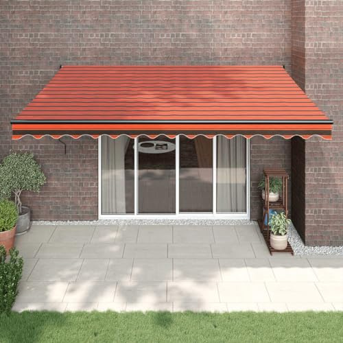 IKAYAA Toldo Motorizado 4 x 3 m, Toldo Eléctrico Retráctil,Toldo Articulado Eléctrico con Mando a Distancia, Toldo Brazo Extensible para Terraza, Jardín, Naranja y marrón