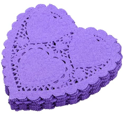 FONDOTIN 100 pezzi Centrini Carta Cuore Assorbenti Olio per Torte Decorativi Pizzo Respirante per Forno e Fritture