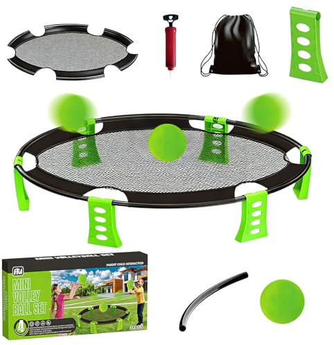 Atomvia18 PCS Roundnet Game Set Outdoor for Spike Ball Game with Net Frame 3 Balls Pump Carry Bag, Garden Beach Outdoor Games for Adults Kids