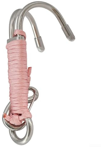 Gancho de buceo de doble cabeza, clip de seguridad de acero inoxidable 316 con clips de línea, equipo de buceo resistente al agua salada para buceo y esnórquel en fuerte (rosa)