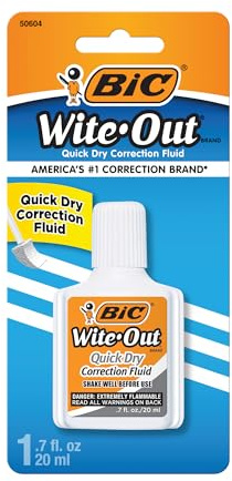 BIC Wite-Out Brand Quick Dry Correction Fluid, 20 ml, White, 1-Count