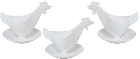 Sonja PLASTIC Eierbecher Huhn in Pastellfarben 3er Set weiß