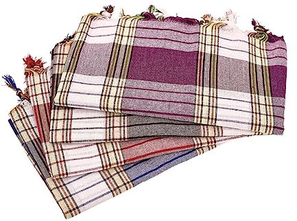 Carenesse Hamamtuch Classic 4er Set 80 x 170 cm I Hamam Handtücher aus Baumwolle I 4X saugfähiges schnelltrocknendes Pestemal rot/blau/schwarz/lila kariert I Hamam Strandtuch/Saunahandtuch