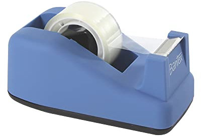 Bantex Tape Dispenser with 1 Roll of Tape, 19mm Core, Blue, Weighted Base for Stability