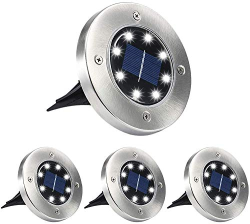 Aogist Solar Ground Lights, LED Garden Disk Lights In-Ground Outdoor Landscape Lighting for Lawn Patio Pathway Yard Deck Walkway (White,4 Packs)