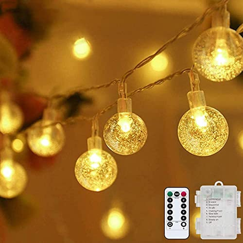 Eruibos Van LED Lichterkette 10M 80 LED Lichterketten Kristallkugeln 8 Modi Fernbedienung IP65 Wasserdichte Lichterketten Außen Deko für Schlafzimmer Patio Cafe Garden Party Weihnachten
