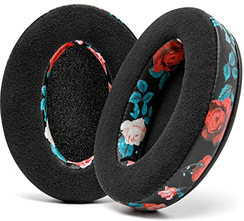 WC PadZ Velour - Öronkuddar för Audio Technica, HyperX, Arctis och mer | Av Wicked Cushions | Extra tjock | Passar även Logitech G Pro X & 50+ Ytterligare modeller | Black Floral