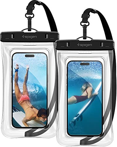 Spigen Wasserdichte Handyhülle [Aqua Shield] [2 Stick] IPX8 wasserfeste Handytasche unterwasser Hülle kompatibel mit iPhone 16/15/14/13 Serien, Galaxy S25/S24/S23 und Allen Smartphones - Crystal Clear