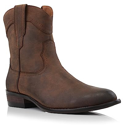 Ferro Aldo Austin Men's Classic Western Cowboy Boot | High-Top Ankle Boot with Convenient Side Zipper | MFA806086 | in Maple Brown, Size 13