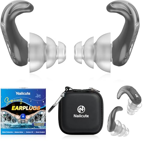 Naiicute Tapones para los Oídos para Natación 2 pares, Silicona tapones oidos para adultos niños, Hermético al agua Reducción de ruido y presión para Piscina, Ducharse, Bañarse y Deportes acuáticos