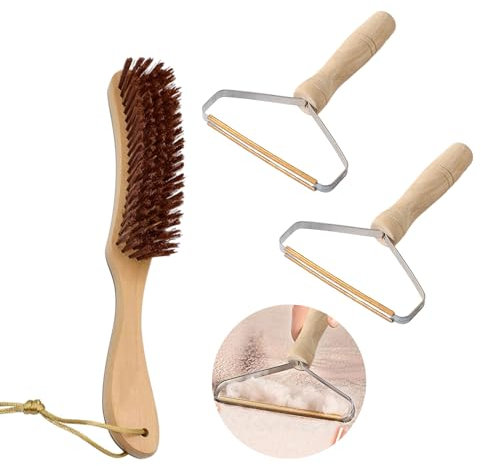 Sipiris Brosse à vêtements Brosse à Peluches Costume Brosse à canapé Brosse à Peluches Poils de Sanglier Brosse à Manche en Bois Balai Manuel Brosse de Nettoyage Ménager pour Costumes, Cachemire