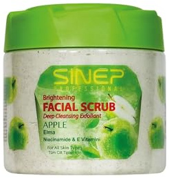 SINEP Exfoliante facial y corporal profesional – Tratamiento exfoliante con extracto de coco y niacinamida para una piel radiante – 400 ml (400 ml, manzana)