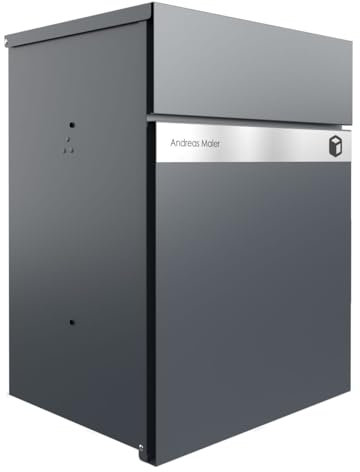 Briefkasten Manufaktur Design Aufputz Paketbox Kant Edition - Elegance 2 individuell mit Ihrem Namen (RAL 7016 anthrazitgrau)