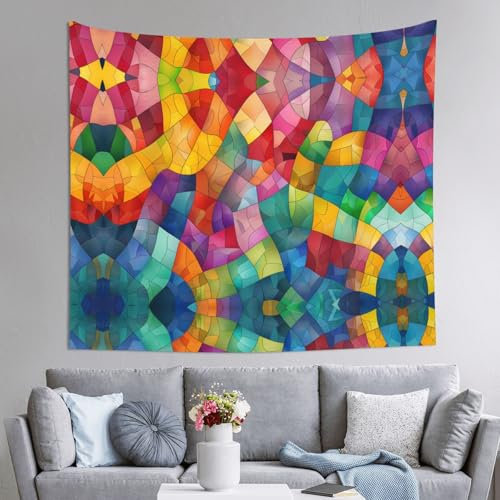 WZYWHJ Mosaik-Farbtafel, bedruckt, für den Innenbereich, 152,4 x 129,5 cm: weich, hochwertig und leicht, geeignet für Wandbehänge
