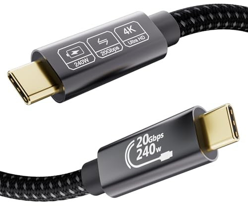 EUDOBEL USB-C-Kabel, 2 m, USB C 3.2 Gen2 × 2 240 W, 48 V/5 A, Video 5K bei 60 Hz, 4 K bei 144 Hz, USB-Datenkabel Typ C 20 Gbit/s für Thunderbolt 3/4, iPhone16, iPhone15, Switch, Macbook, USB C Monitor