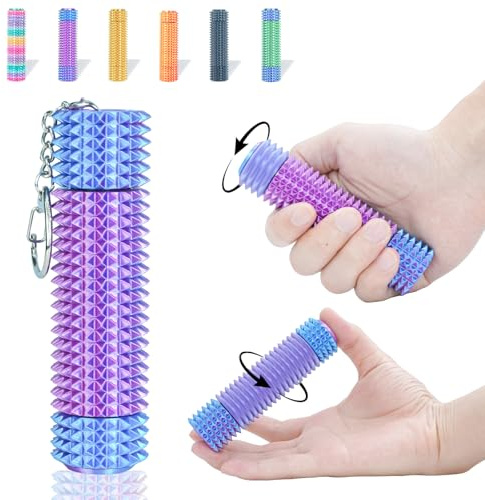Fidget Roller Adults Teens Sensory Little Stim Gadget for Anxiety Relief Mild Ouchie,Desk Focus Tool Portable Hand Spinner Gifts Idea White Elephant Stocking Christmas(Purple,Compact Fit)