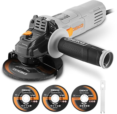 Angle Grinder Power Tool: DEKOPRO 115mm 800W Corded Electric Angle Grinder with 2 Grinding Discs 1 Cutting disc - for Cutting, Polishing and Sanding