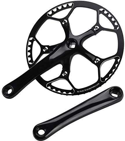 Set di manovella Ningyiyan Mountain Bike, per la lega cavana in alluminio integrale a velocità singola, design durevole leggero, accessorio per la riparazione del braccio (Tutto nero)