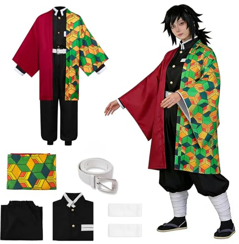 Bocguy Deguisement Anime, Giyuu/Shinobu/Mitsuri/Muichirou/Tanjiro/Nezuko/Zenitsu Cosplay Kostüm, Uniforme Kimono de Personnage d'anime pour le Carnaval Halloween, Fête de cosplay, Conventions d'anime