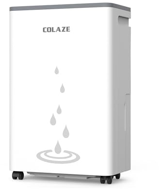 COLAZE Deshumidificador 20L/día, Deshumificadores de Humedad Silencioso, Modo Secado de Ropa y Auto Antihumedad,Drenaje Continuo, Ideal para Baños, Dormitorios, Sótanos