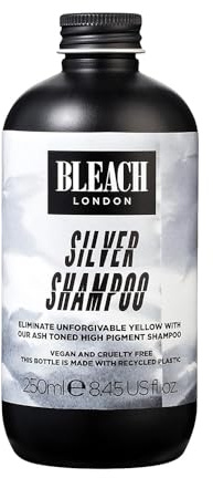 Bleach London Silver Shampoo, Purple Toning, Colour Correcting Formula for Brighter Blonde Hair, Cleanses and Neutralises Brassy Yellow Tones, Paraben and Silicone Free 250ml