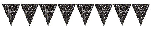 Amscan 9901178 - Wimpelkette Sparkling Celebration personalisierbar, Folie, 396,2 x 21,5 cm, Happy Birthday, Geburtstag