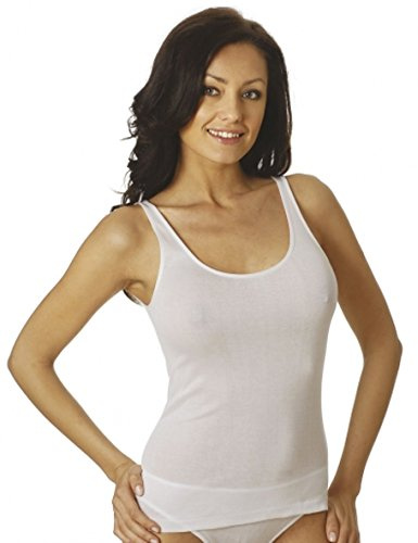 VAJOLET BY SELINA Canottiera Donna Intimo in Cotone Filo di Scozia CT5044 Misure 2-3-4-5-6 Bianco E Nero (4 L IT Donna, Bianco)