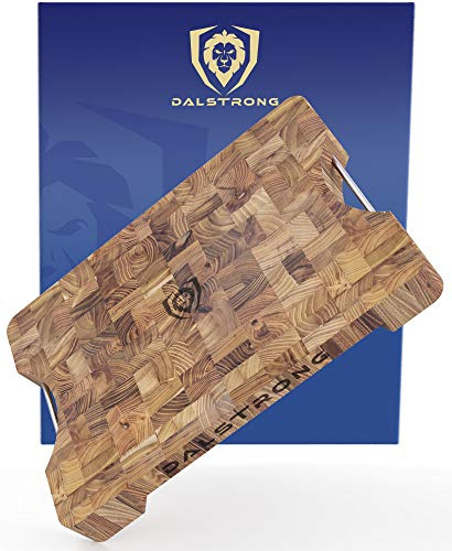 DALSTRONG Cutting Board - Lionswood End-Grain Teak - 16 x 12 - Steel Carrying Handles - Gift Packaging Serving Board - Large Cutting Boards for Kitchen - Chopping Meat Cutting Board - Two Sizes