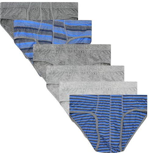 Sock Stack Mens Striped Slip Briefs Cotton Stretch Underwear Pants Comfort Fit Brief Trunk For Men, 6 Pairs, Large