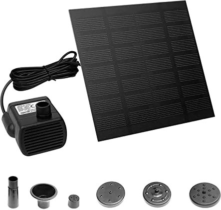 VA-Cerulean Solar Springbrunnen Teichpumpe Solarbrunnen 1.8W Solarpumpe Wasserpumpe Außen Gartenbrunnen Fontäne Pumpe mit 4 Fontänenstile für Teich Garten Fischteich Wasserspiele Gartenbedarf