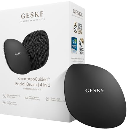 GESKE | Spazzola per il viso SmartAppGuided™ 4 in 1 | Spazzola per la pulizia del viso | Spazzola morbida in silicone | Pulizia del viso professionale | Pulizia della pelle