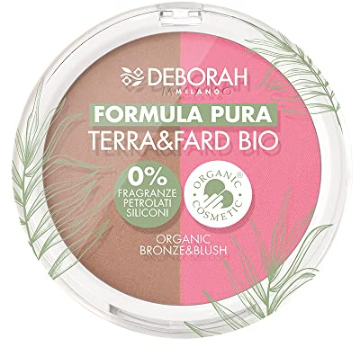 Deborah - Terra & Fard Formula Pura, con materie prime Biologiche e Vegane - Scalda il colorito e dona un finish radioso- Ideale per pelli sensibili - Colore n.4 Dark, 9 gr
