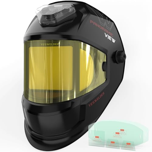 YESWELDER Casco per saldatura con visione panoramica e oscuramento automatico, ampio colore con illuminazione a LED e maschera per saldatore di ricarica tipo C, LYG-1980GK-A