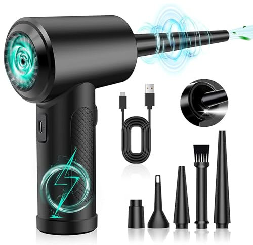 Bizcasa Elektrische Staubgebläse Druckluftspray,3 Gang Air Duster,100000 U/min,Handgehaltenes Druckluftspray mit 6000mAh Akku LED-Licht,Air Spray Electric für Laptop,Tastatur,Auto,Klimaanlage