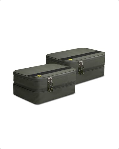 Spigen Life Organizer da Viaggio Suitcase Organizer Set di borse da imballaggio con compressione e cerniera per viaggi e vacanze S1+S1 2 pezzi - Hunter Green