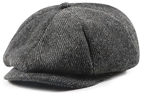 Bigoco Herren Schiebermütze Baskenmützen Schirmmützen Barett Cap Retro Herringbone Bakerboy Newsboycap Gatsby Flat Cap 1920s Kostüm Accessoires Mütze