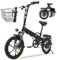 Finbike E-Bike Klappbar,16 Zoll Elektrofahrrad 7.8Ah Akku Diebstahlschutz,E-Faltrad mit 2.6H Schnellladung,250W Motor,3 Fahrmodi,Sitzhöhe Verstellbar,Reichweite Max 55Km,Falt-Pedelec für Herren Damen