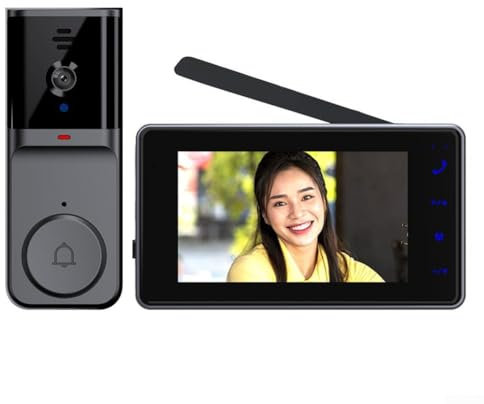 Zilimontt Interphone vidéo sans fil Duplex de 10,9 cm 5 V Smart HD, portée de 200 m, 12 langues, grand angle de 120°, longue durée de vie de la batterie