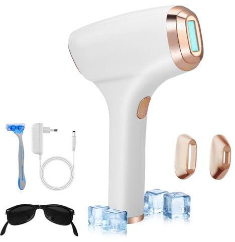 3 in 1 Epilatore Luce Pulsata, 9 Livelli di Energia HR/SC/RA Depilazione con Raffreddamento a Ghiaccio, IPL laser peli donna 999,900, Epilatore Laser per Donna, Uomo, Viso, Bikini, Corpo