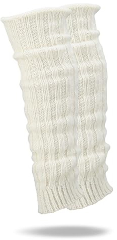 FEINSCHÖN Stulpen mit Alpaka-Wolle – kuschelige Beinwärmer/Legwarmers, Rippstrick, Grobstrick, Wollstulpen – weich, warm & atmungsaktiv (Wollweiß/Creme, One size)
