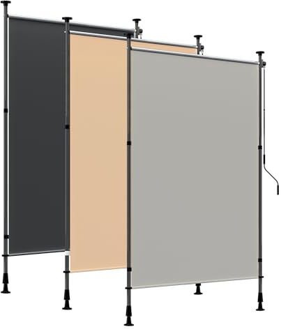 HOMEDEMO Tenda da Sole verticale con manovella regolabile, tende da sole per esterno senza foratura, Altezza Regolabile, Impermeabile e Anti-UV, per Balcone e Terrazzo, 100x(220-310) cm, Grigio