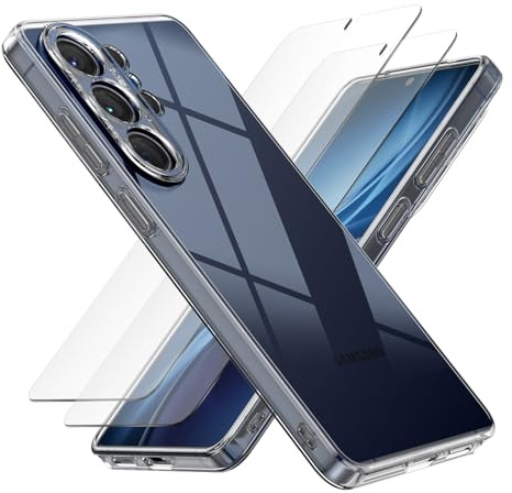 Clear Case for Samsung Galaxy S26 Ultra, with [2 x Screen Protector Glass] [Ultra Slim] Scratch Resistant TPU Gel Rubber Soft Skin Silicone, Protective Phone Clear Case Cover for Samsung S26 Ultra