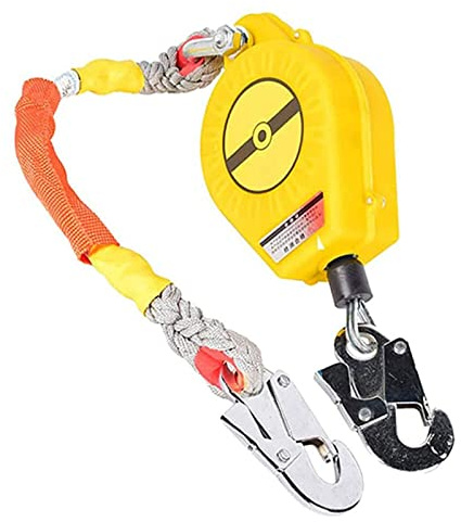 Cable retráctil de línea de vida, cordón de protección contra caídas con gancho de autobloqueo, capacidad de carga de 330 libras, arnés de seguridad para construcción
