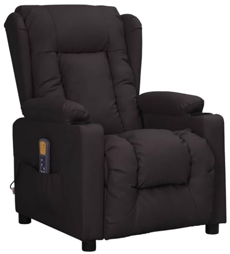LoogCape Fauteuil de massage noir en cuir synthétique 6 points de massage vibrant réglable manuellement sur 3 positions, USB DC 5 V pour salon, bureau, home cinéma, calme ergonomique pour la