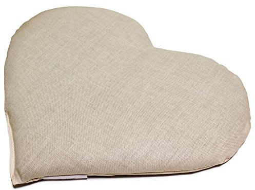 Cuscino bio a forma di cuore con con semi di farro bio, ca. 30x25cm - Tessuto bio naturale - Cuore - Un regalo affascinante
