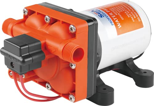 LIGHTEU®, Seaflo DC 12V 11,3 l/min 3,8 bar 42S Selbstansaugend mit Bypass Membranpumpe für Wasser bei Bedarf für Wohnmobil, Yacht, Garten, Camper