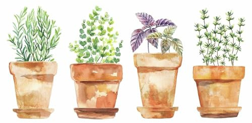 RoomMates RMK3652SCS Watercolor Potted Herbs Peel and Stick Wall Decals