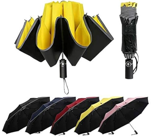 Paraguas de Golf portátil de 47 Pulgadas con Apertura Automática Grande 10 Varillas, Resistente al Viento, Impermeable, Paraguas Invertido
